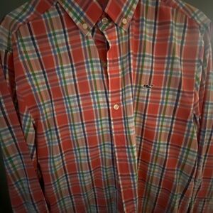 Vineyard Vines Red and Blue Plaid Button-Down Shirt